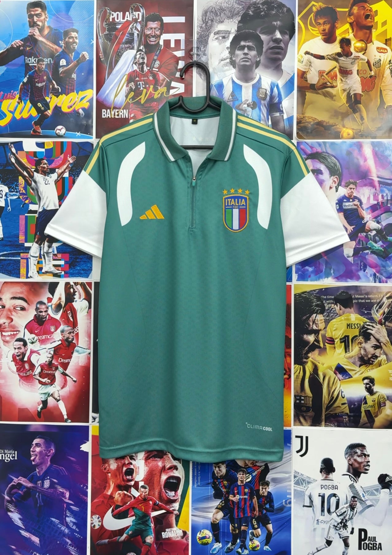 ITALY FIGC GREEN POLO ZIP KIT