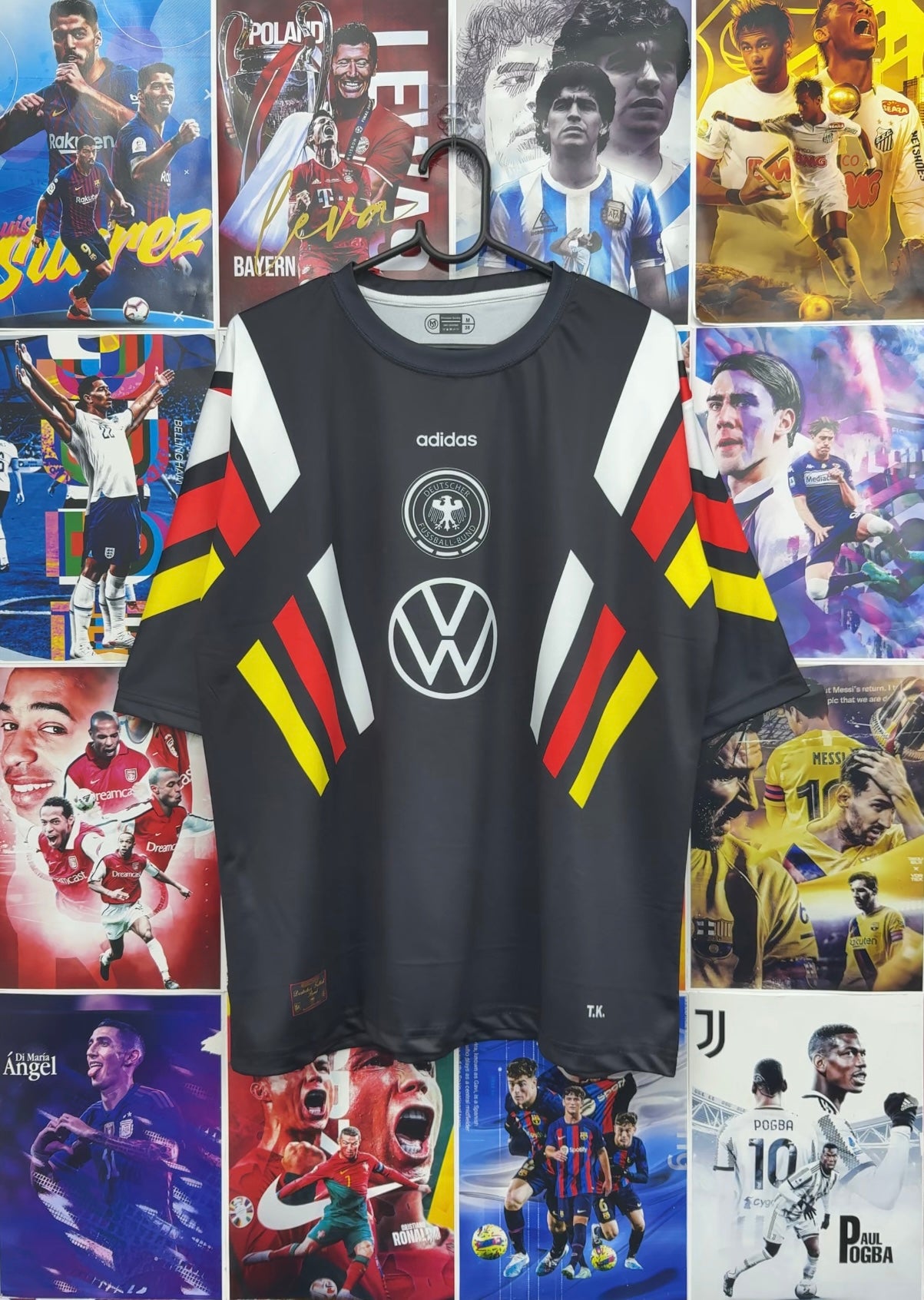 BECKENBAUER GERMANY 1996 BLACK OVERSIZED KIT