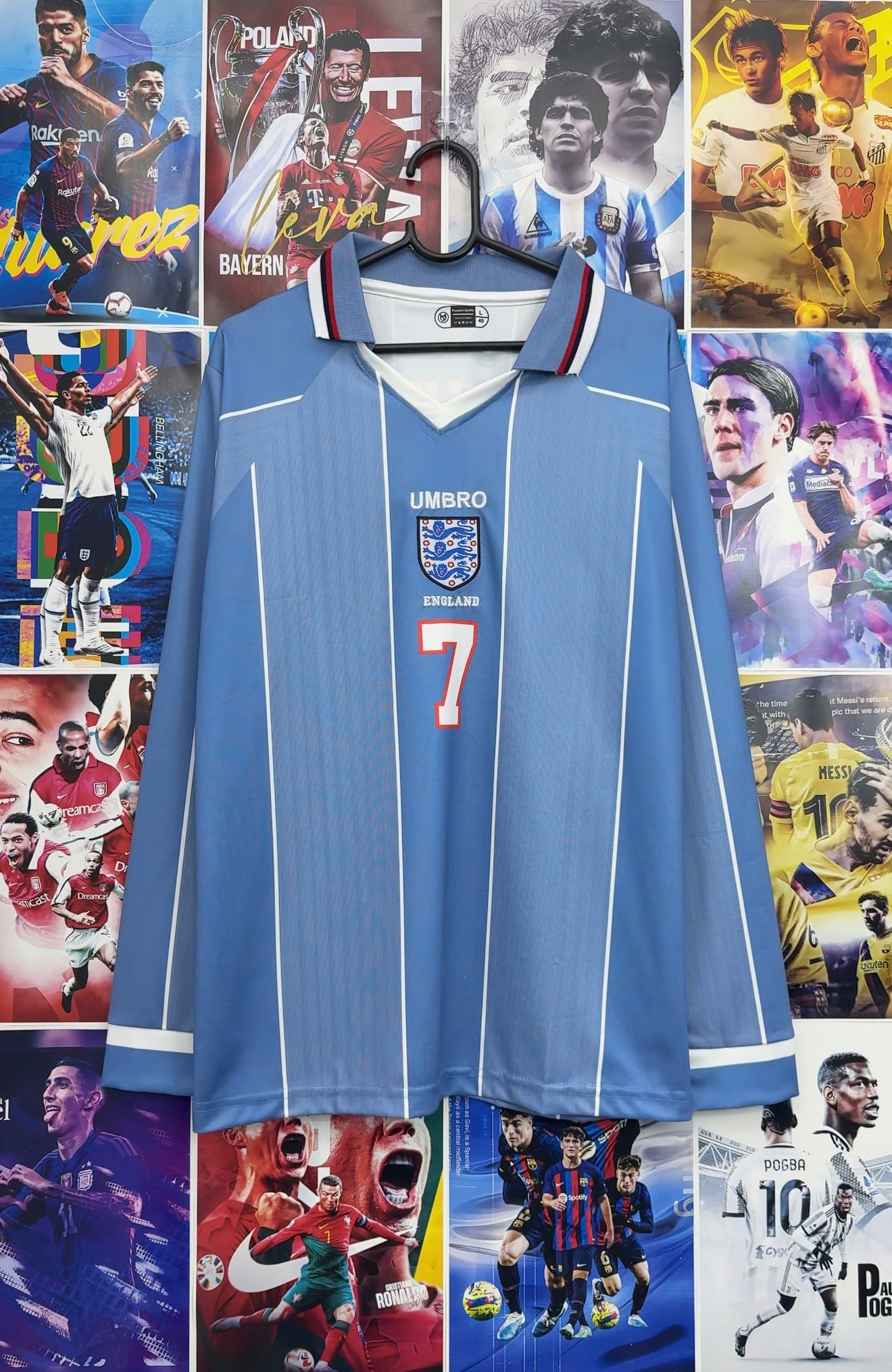 BECKHAM ENGLAND 1996 AWAY FULL SLEEVE KIT