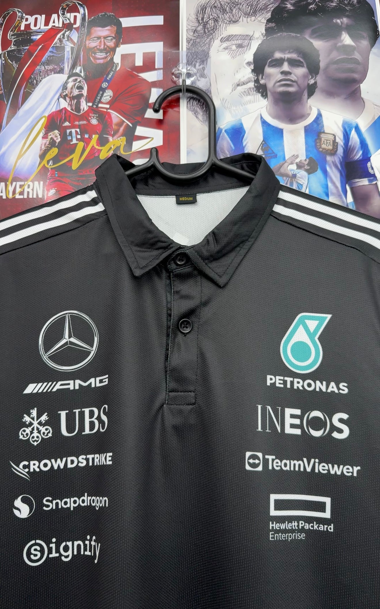 F1 MERCEDES PERRONAS BLACK POLO