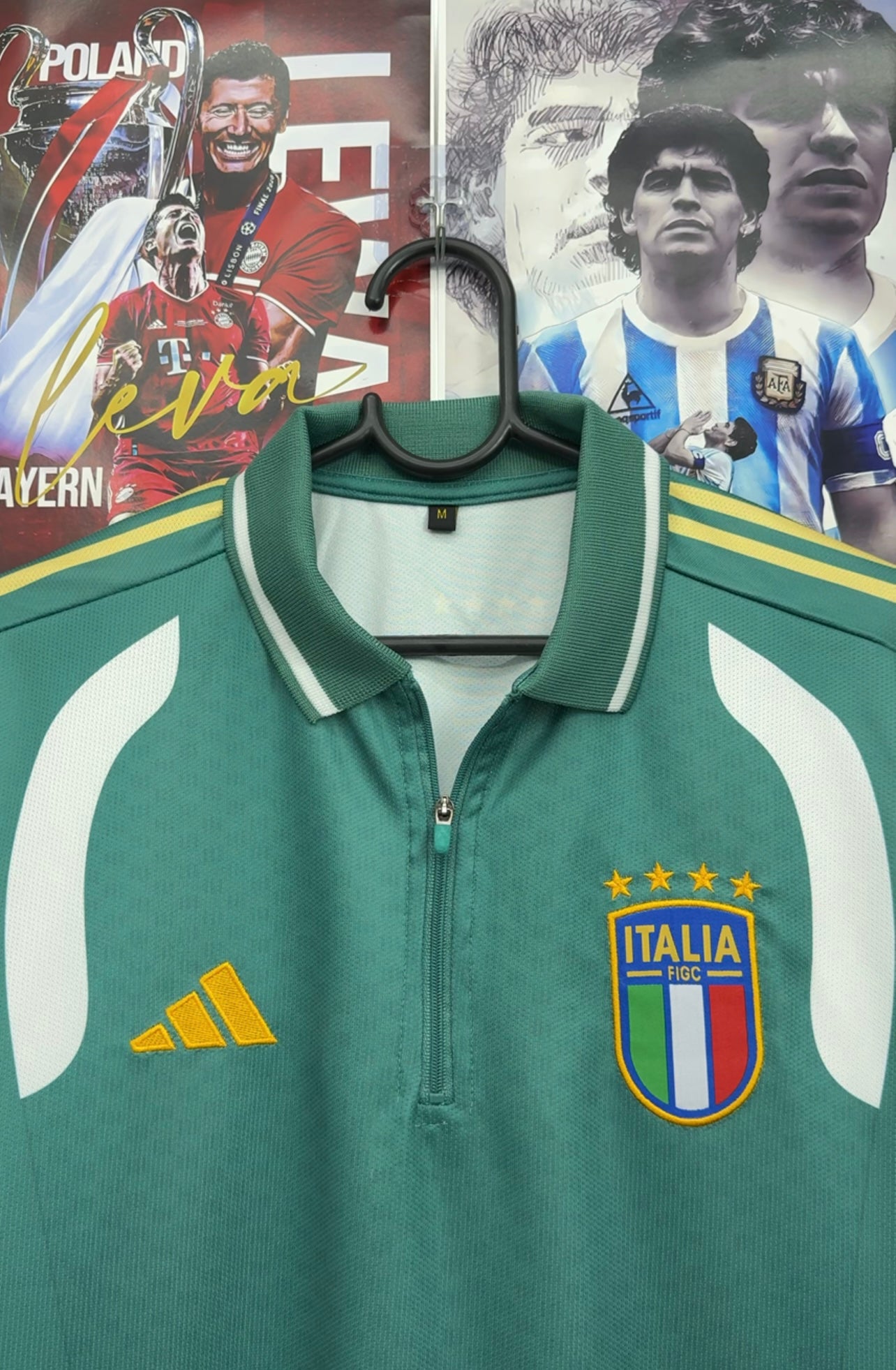 ITALY FIGC GREEN POLO ZIP KIT