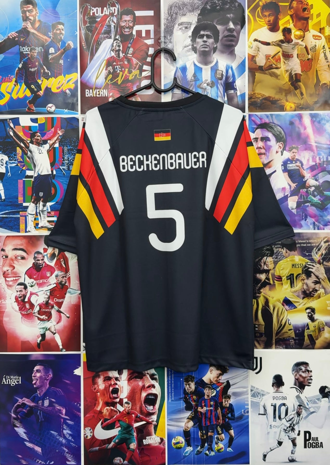 BECKENBAUER GERMANY 1996 BLACK OVERSIZED KIT