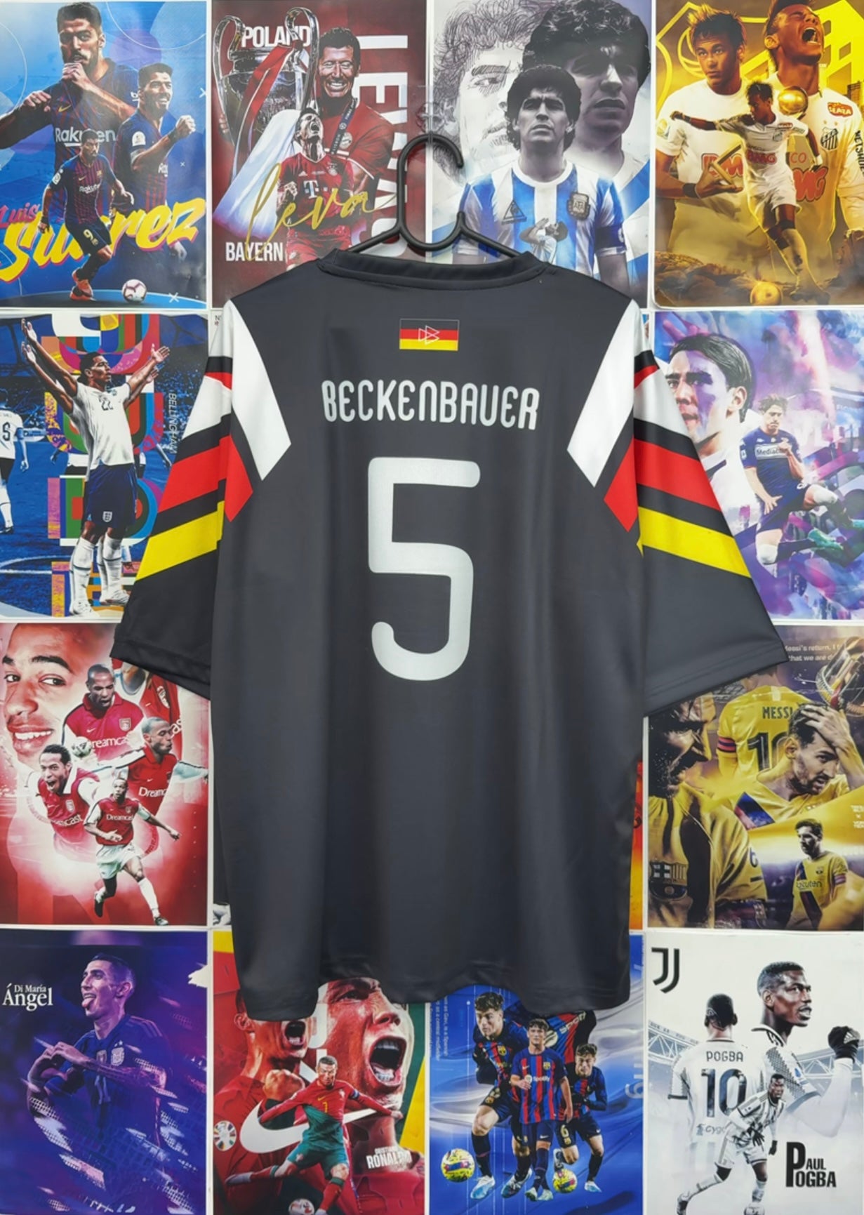 BECKENBAUER GERMANY 1996 BLACK OVERSIZED KIT