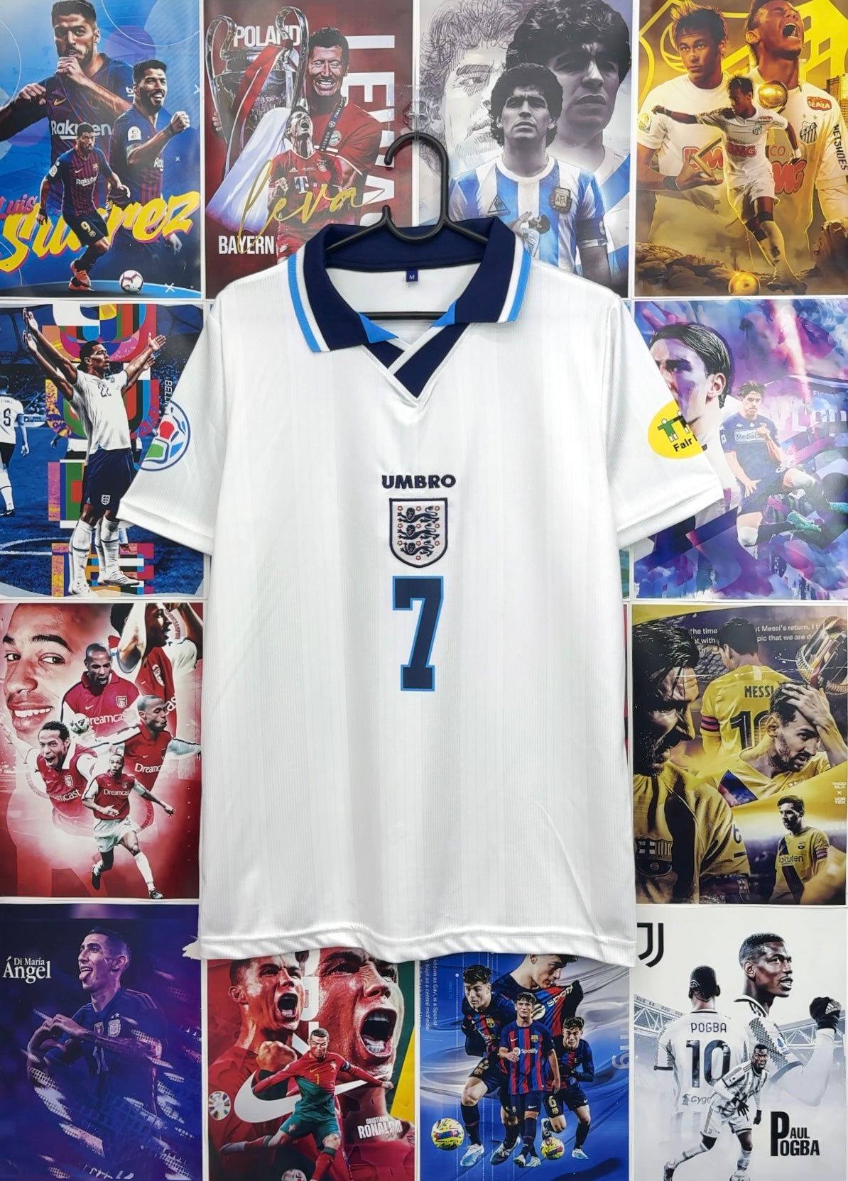 BECKHAM ENGLAND 1996 HOME KIT