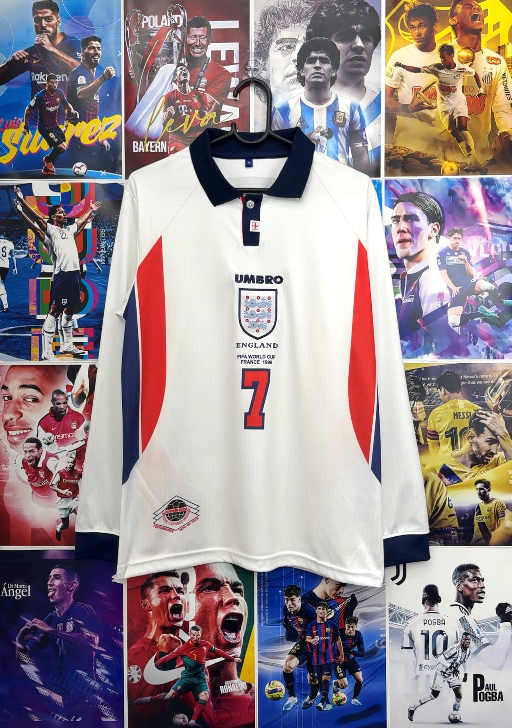 BECKHAM ENGLAND 1998 HOME FULL SLEEVE KIT