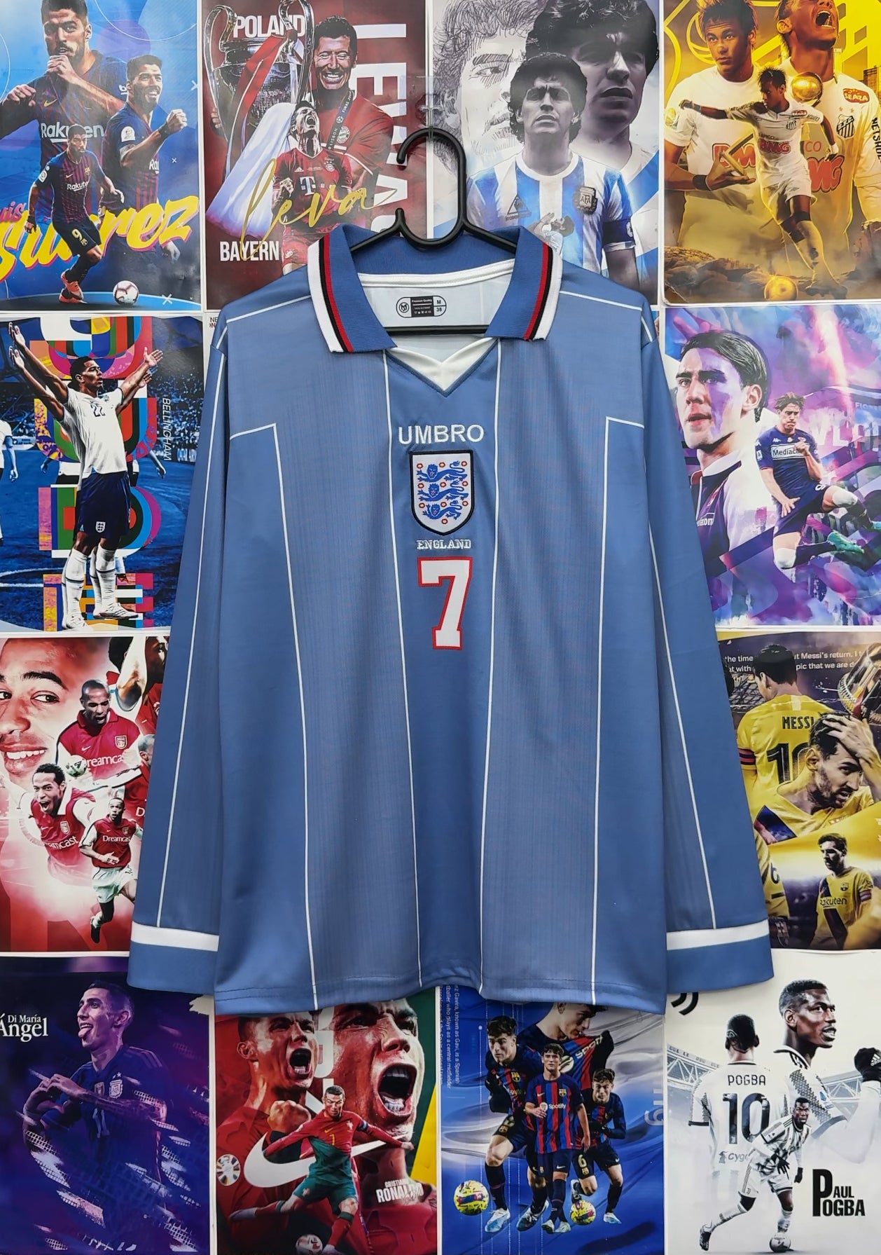 BECKHAM ENGLAND 1996 AWAY FULL SLEEVE KIT